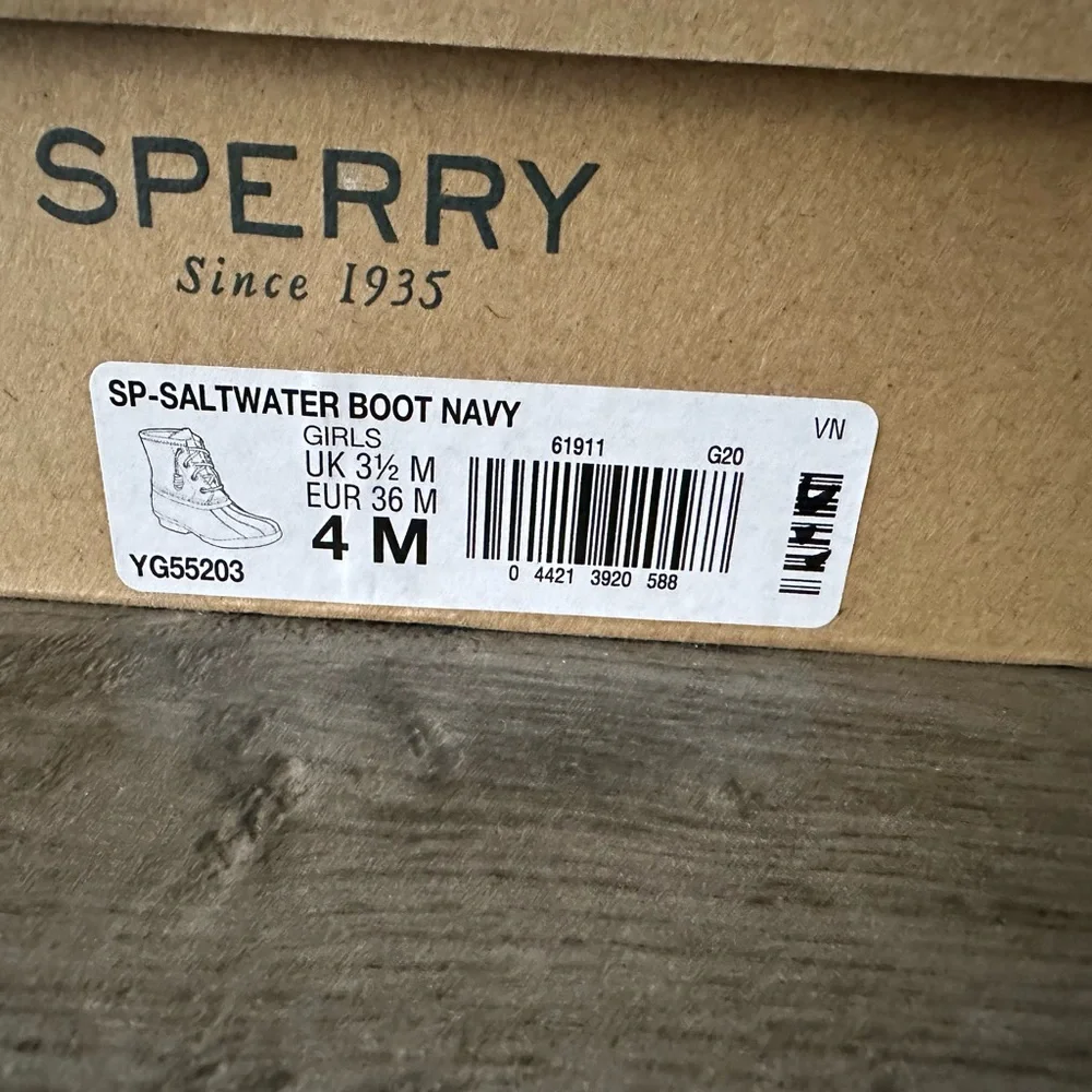 Sperry Saltwater Duck Boots Navy Blue Youth Size 4